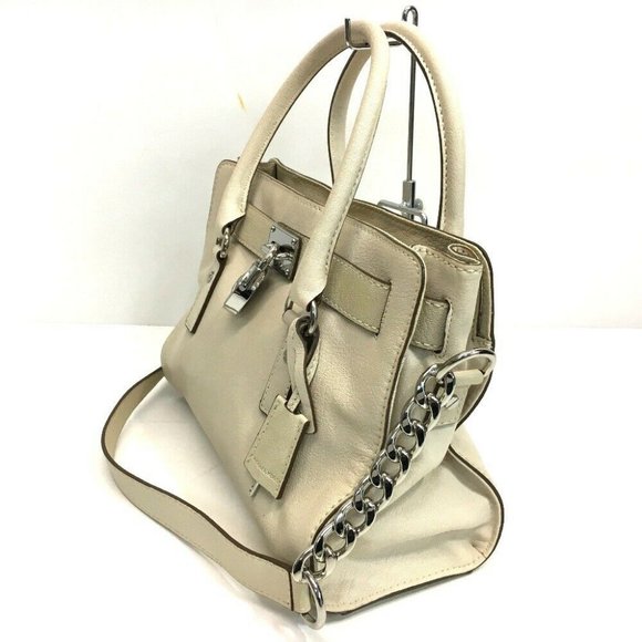 MICHAEL KORS Hamilton Satchel Hand Bag Shoulder Bag 2way bag Off-White - Picture 8 of 9